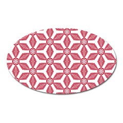 White Background Red Flowers Texture Oval Magnet by Simbadda