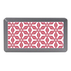 White Background Red Flowers Texture Memory Card Reader (mini) by Simbadda