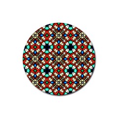 Stained Glass Pattern Texture Face Rubber Round Coaster (4 Pack)  by Simbadda