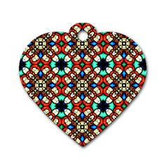 Stained Glass Pattern Texture Face Dog Tag Heart (two Sides) by Simbadda