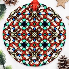 Stained Glass Pattern Texture Face Ornament (round Filigree) by Simbadda