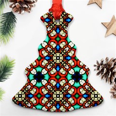 Stained Glass Pattern Texture Face Christmas Tree Ornament (two Sides) by Simbadda