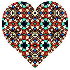 Stained Glass Pattern Texture Face Wooden Puzzle Heart by Simbadda