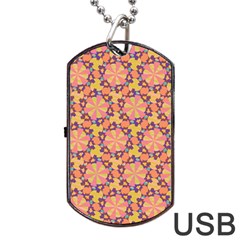 Pattern Decoration Abstract Flower Dog Tag Usb Flash (two Sides) by Simbadda