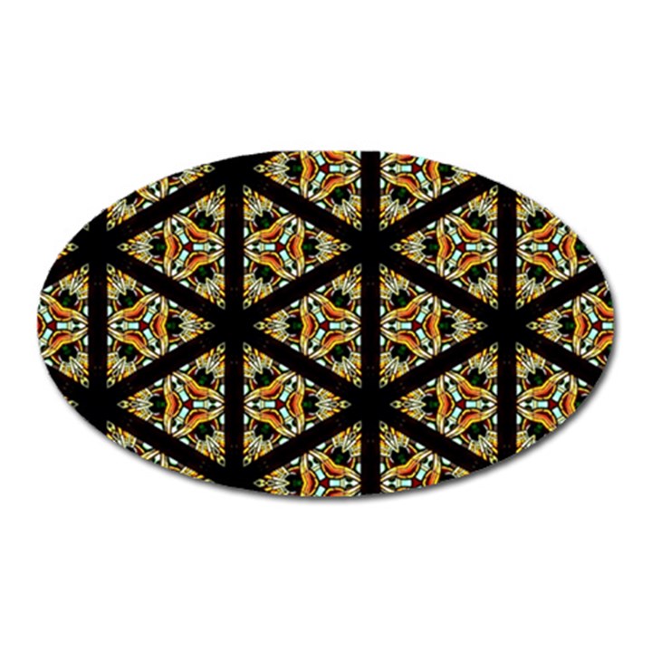 Pattern Stained Glass Triangles Oval Magnet