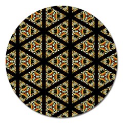 Pattern Stained Glass Triangles Magnet 5  (round) by Simbadda