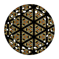 Pattern Stained Glass Triangles Ornament (round Filigree) by Simbadda