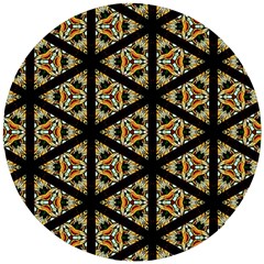 Pattern Stained Glass Triangles Wooden Puzzle Round by Simbadda