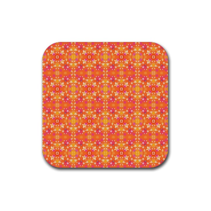  Pattern Abstract Orange Rubber Coaster (Square) 