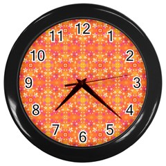  Pattern Abstract Orange Wall Clock (black) by Simbadda