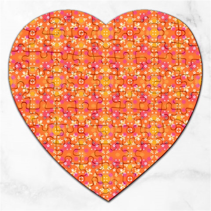  Pattern Abstract Orange Jigsaw Puzzle (Heart)