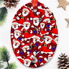 Nicholas Santa Christmas Pattern Ornament (Oval)