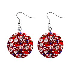 Nicholas Santa Christmas Pattern Mini Button Earrings