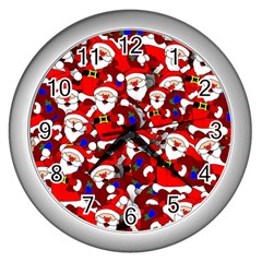 Nicholas Santa Christmas Pattern Wall Clock (Silver)