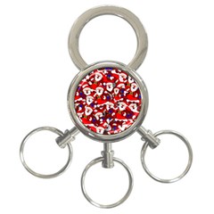 Nicholas Santa Christmas Pattern 3-Ring Key Chain