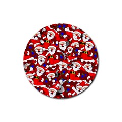 Nicholas Santa Christmas Pattern Rubber Round Coaster (4 pack) 