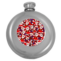 Nicholas Santa Christmas Pattern Round Hip Flask (5 oz)