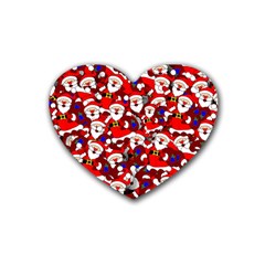 Nicholas Santa Christmas Pattern Rubber Coaster (heart)  by Simbadda