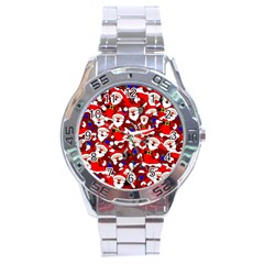 Nicholas Santa Christmas Pattern Stainless Steel Analogue Watch