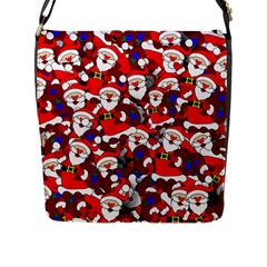 Nicholas Santa Christmas Pattern Flap Closure Messenger Bag (L)