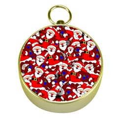 Nicholas Santa Christmas Pattern Gold Compasses