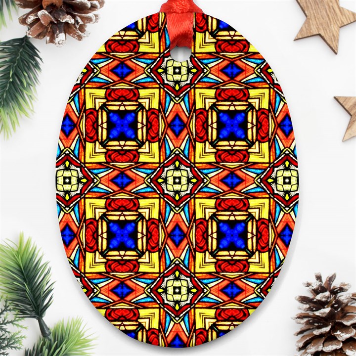 Stained Glass Pattern Texture Ornament (Oval)