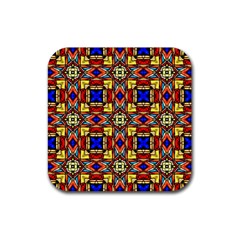 Stained Glass Pattern Texture Rubber Coaster (square)  by Simbadda