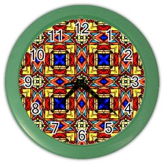 Stained Glass Pattern Texture Color Wall Clock by Simbadda