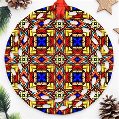 Stained Glass Pattern Texture Round Filigree Ornament (two Sides)