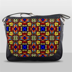 Stained Glass Pattern Texture Messenger Bag by Simbadda