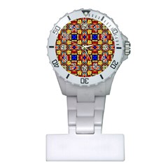 Stained Glass Pattern Texture Plastic Nurses Watch by Simbadda