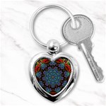 Abstract Art Blue Orange Key Chain (Heart) Front