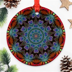 Abstract Art Blue Orange Round Ornament (two Sides)