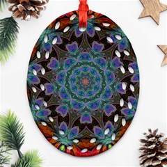 Abstract Art Blue Orange Ornament (oval Filigree)