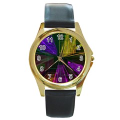 Data City Large Fiction Digital Round Gold Metal Watch by Simbadda