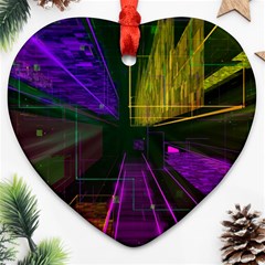 Data City Large Fiction Digital Heart Ornament (two Sides) by Simbadda