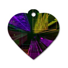 Data City Large Fiction Digital Dog Tag Heart (two Sides) by Simbadda