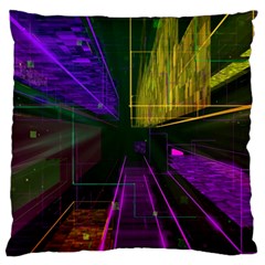 Data City Large Fiction Digital Large Cushion Case (one Side) by Simbadda