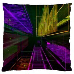 Data City Large Fiction Digital Large Flano Cushion Case (one Side) by Simbadda