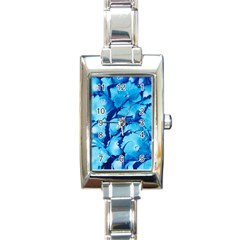 Hydrangea Blue Petals Flower Rectangle Italian Charm Watch by Simbadda