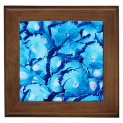 Hydrangea Blue Petals Flower Framed Tile by Simbadda