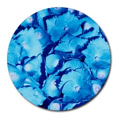 Hydrangea Blue Petals Flower Round Mousepads