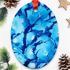 Hydrangea Blue Petals Flower Ornament (oval)