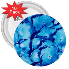 Hydrangea Blue Petals Flower 3  Buttons (10 Pack)  by Simbadda