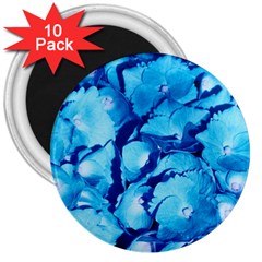 Hydrangea Blue Petals Flower 3  Magnets (10 Pack)  by Simbadda