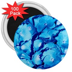 Hydrangea Blue Petals Flower 3  Magnets (100 Pack) by Simbadda