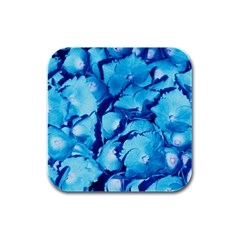 Hydrangea Blue Petals Flower Rubber Square Coaster (4 Pack)  by Simbadda