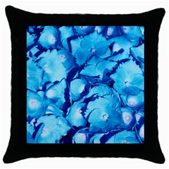 Hydrangea Blue Petals Flower Throw Pillow Case (black) by Simbadda