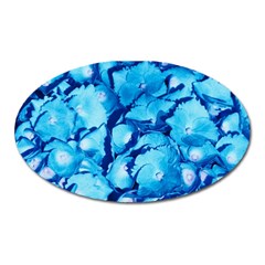 Hydrangea Blue Petals Flower Oval Magnet by Simbadda