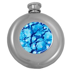 Hydrangea Blue Petals Flower Round Hip Flask (5 Oz) by Simbadda